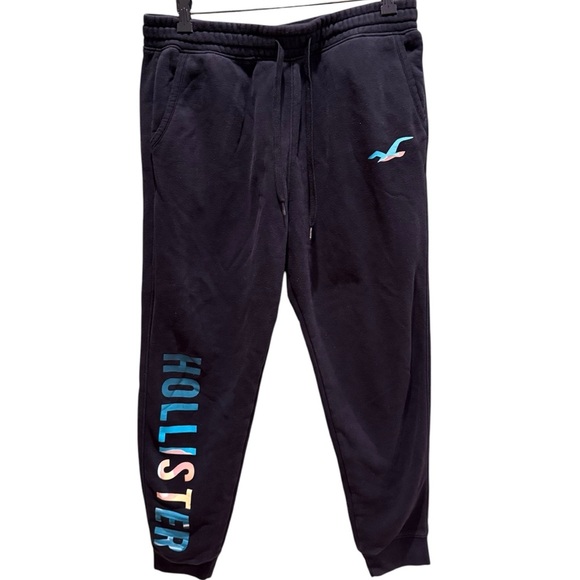 Hollister Mens Black Jogger Pants logo on the leg Size XL sweatpants - Picture 1 of 7